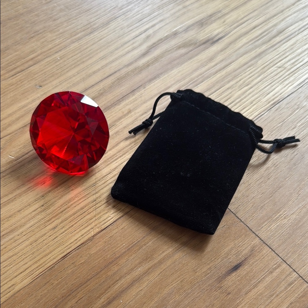 Red Gemstone with Black Pouch
